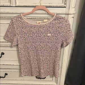 Levi's Women's Short Sleeve Top - Pink and Blue Pattern